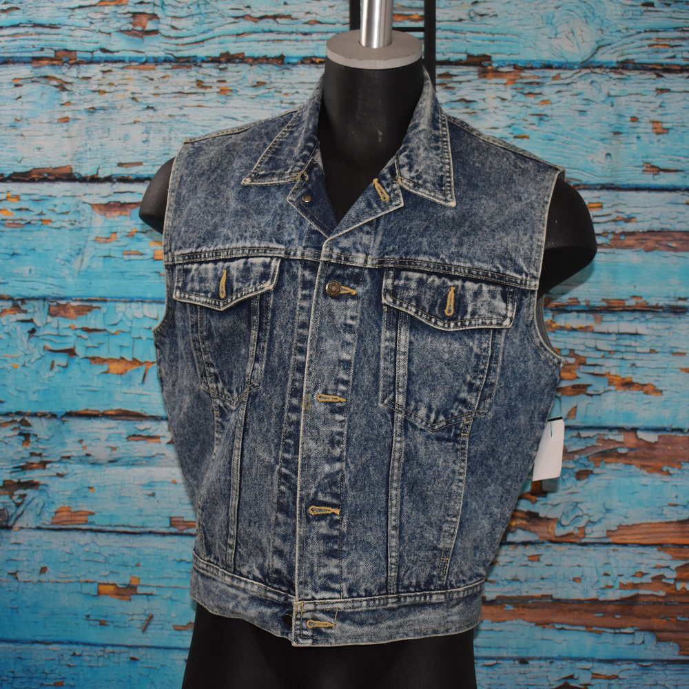 WG Denim Jeans Vest Stone Wash M